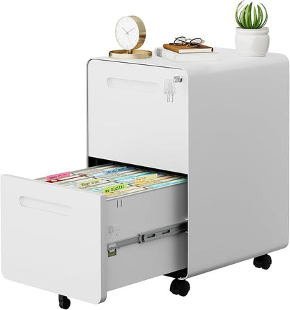 2 Drawer File Cabinet with Lock and 4 Keys, Mobile Metal Filing Cabinet - Image 4