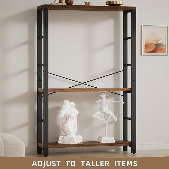 6-Tier 39.37" Wide Heavy Duty Bookshelf, Industrial Wood and Metal Bookshelf - Image 5
