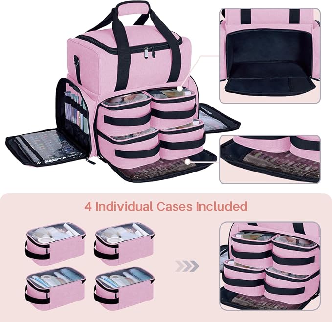 Large Cosmetic Bag with 4 Removable Case and 2 Removable Dividers Double Layer - Image 3