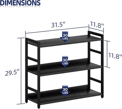 NUMENN Wide Bookshelf, 3 Tier Freestanding Shelving Unit, Falling Prevention - Image 3