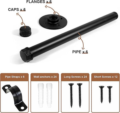 PINTUSON 6 Pcs Industrial Pipe Clothes Bar 12 Inch - Image 3