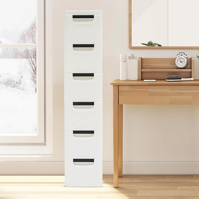 6 Drawers Narrow Slim Plastic Storage Cabinet, Storage Drawer - Image 5