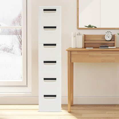 6 Drawers Narrow Slim Plastic Storage Cabinet, Storage Drawer - Image 5