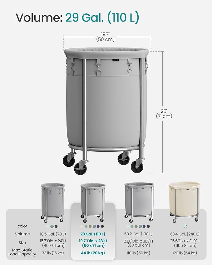 SONGMICS Laundry Basket, Rolling Steel Frame - Image 6