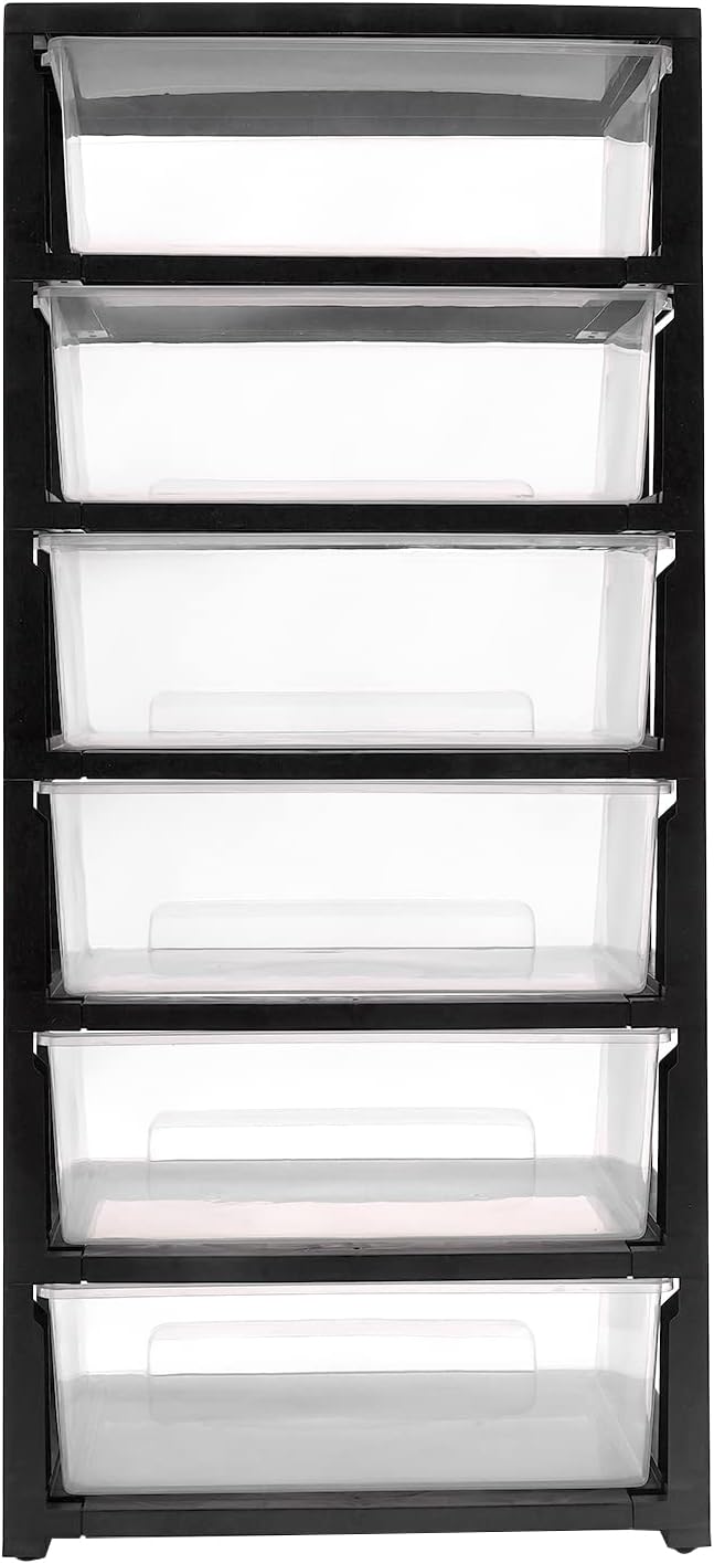 6 Clear Drawer Storage Organizer Rolling Cart, Movable Storage Tower - Image 9