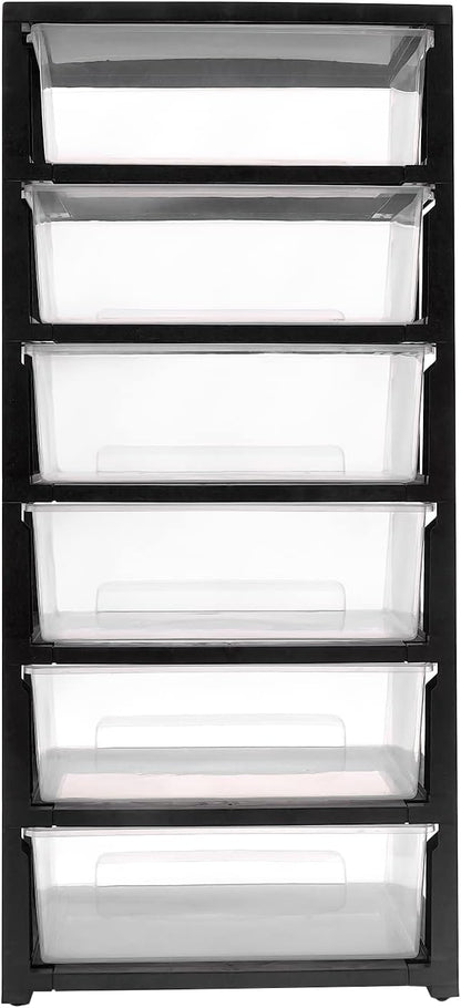 6 Clear Drawer Storage Organizer Rolling Cart, Movable Storage Tower - Image 9