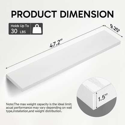 BAYKA Floating Shelves, 47.2 inches Long Heavy Duty Wall Mounted Rustic Wood - Image 3