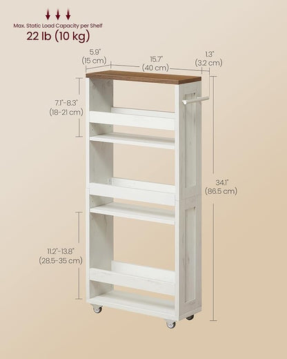 VASAGLE 4-Tier Slide-Out Storage Cart, Slim Kitchen Cart - Image 6