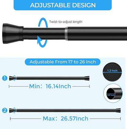 AIZESI 2PCS Tension Curtain Rod 16-26 Inch Adjustable No Drilling, No Slip - Image 2