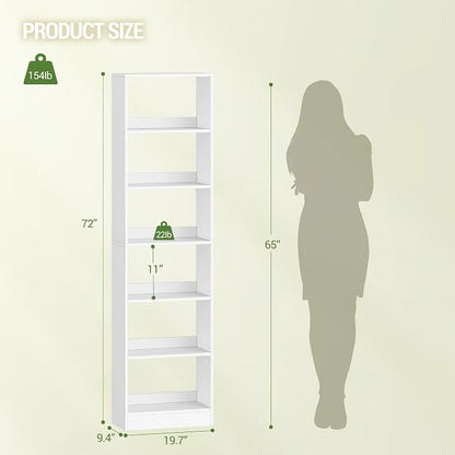 Hzuaneri Bookcase, Tall Narrow Bookshelf, Open Display Storage Shelf | Skinny - Image 2