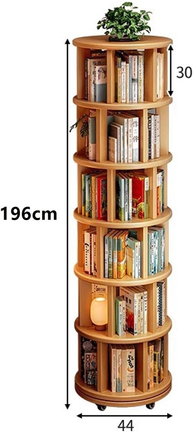 Rotating Bookshelf Tower 2/3/4/5/6 Tier Wood Rotating Bookshelf Wooden Book - Image 2