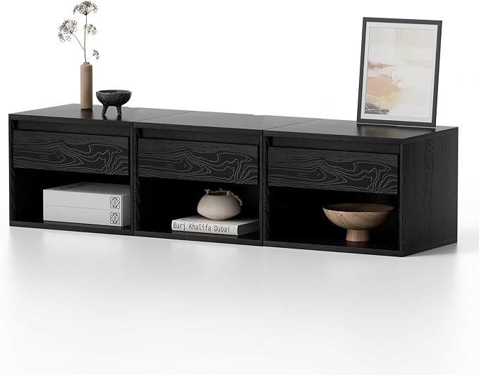 Floating Nightstand Set of 3, Wall Mounted Bedside Table - Image 9