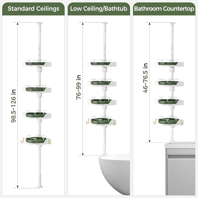 AKINBAS 360° Rotating Shower Caddy Tension Pole - Image 4