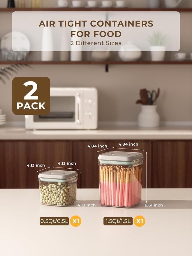Pop Air Tight Containers Stackable- 2-Pack Cereal Storage Containers - Image 4