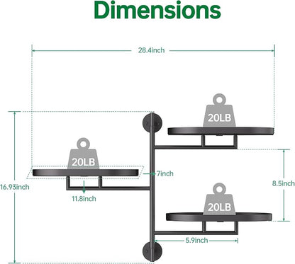 Rotating Window Shelves for Multiple Plants Indoor, 3-tier Metal Corner Black - Image 4