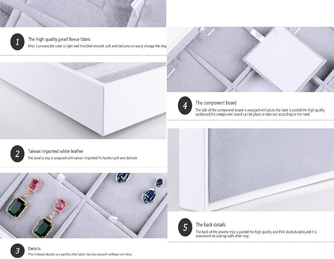 Oirlv Velvet Stackable Jewelry Tray 32 Grids Pendant Organizer Display Showcase - Image 9