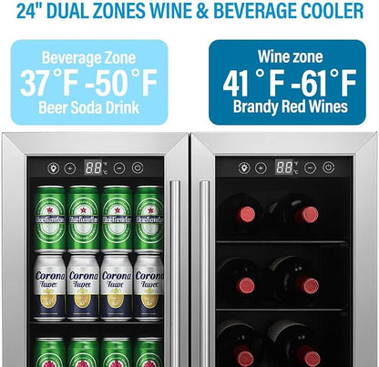 Dual Zone Wine and Beverage Refrigerator, 176 Can 42 Bottle Capacity Cooler - Image 2