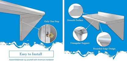 12''x24'' - 2PACKS Wall Mounted Stainless Steel Shelf NSF Commercial Metal Wall - Image 4