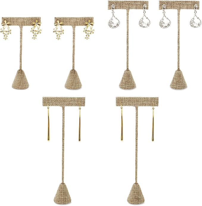 Ikee Design 6Pcs Set Linen Earring T Stand Display Set, Jewelry Display Stand by IkeeDesign