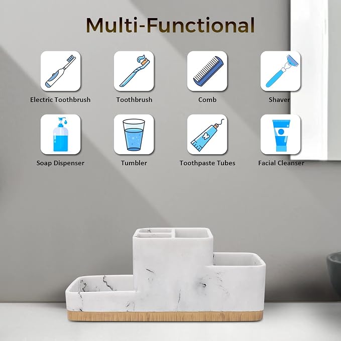 Toothbrush Holder for Bathrooms, Bathroom Organizer Countertop, Rectangle 5 - Image 11