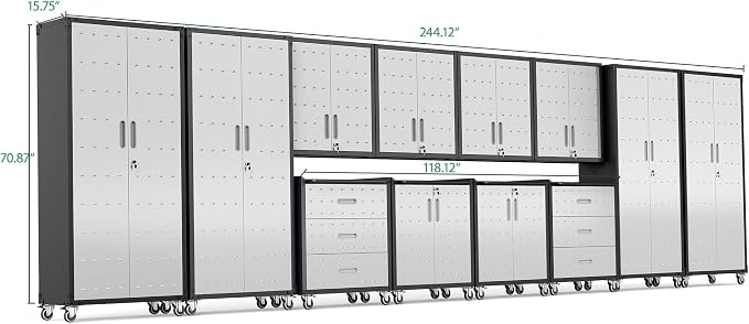 12-Piece Heavy Duty Steel Garage Cabinet System | All-in-One Modular Garage - Image 2