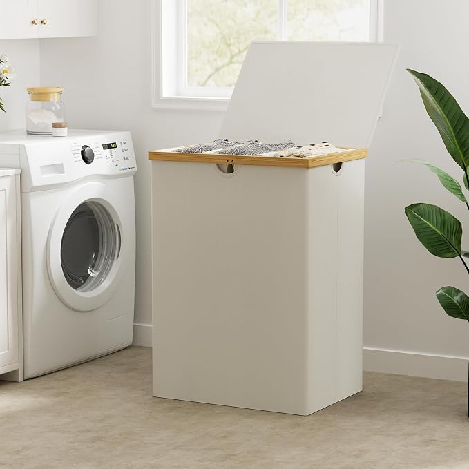 WOWLIVE 180L Laundry Hamper 3 Section, Bamboo Laundry Basket - Image 3