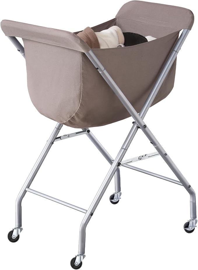 ELYKEN Laundry Basket with Wheels, Collapsible Laundry Hamper, Camel Brown | by ELYKEN