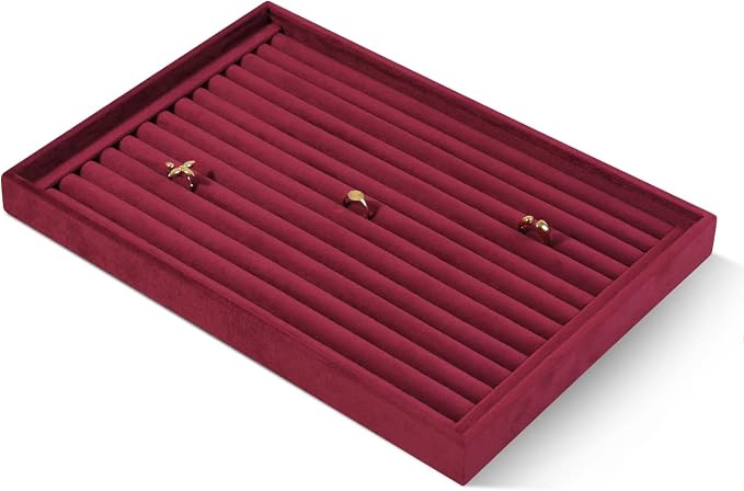 Velvet Ring Display Tray, Stackable Muilt Slot Rings Ear Stud Storage Tray - Image 3