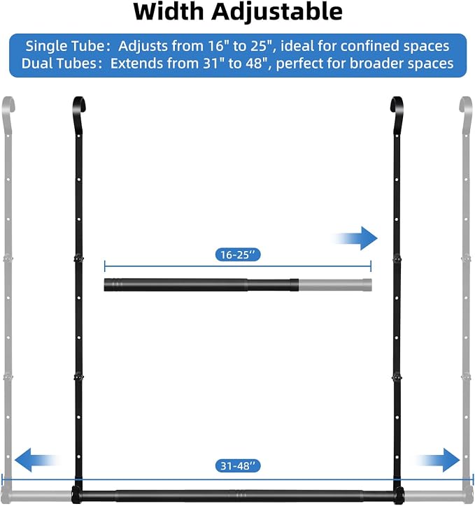 Hanging Closet Rods, Adjustable Height & Width Closets Bar Lower Extender - Image 3