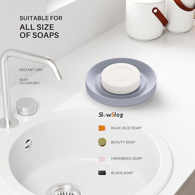 Diatomite Soap Dish Holder, Water Absorbent Stone Soap Dish, Quick Dry Stone - Image 2