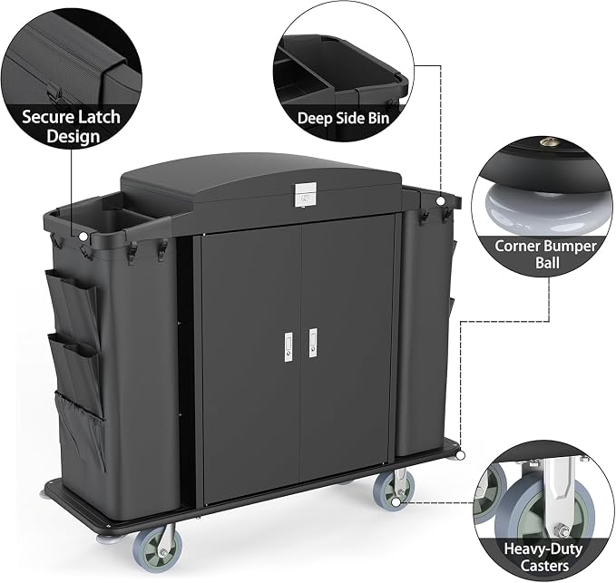 Heavy Duty Metal Housekeeping Janitorial Cart - Image 6