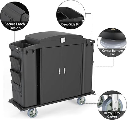 Heavy Duty Metal Housekeeping Janitorial Cart - Image 6
