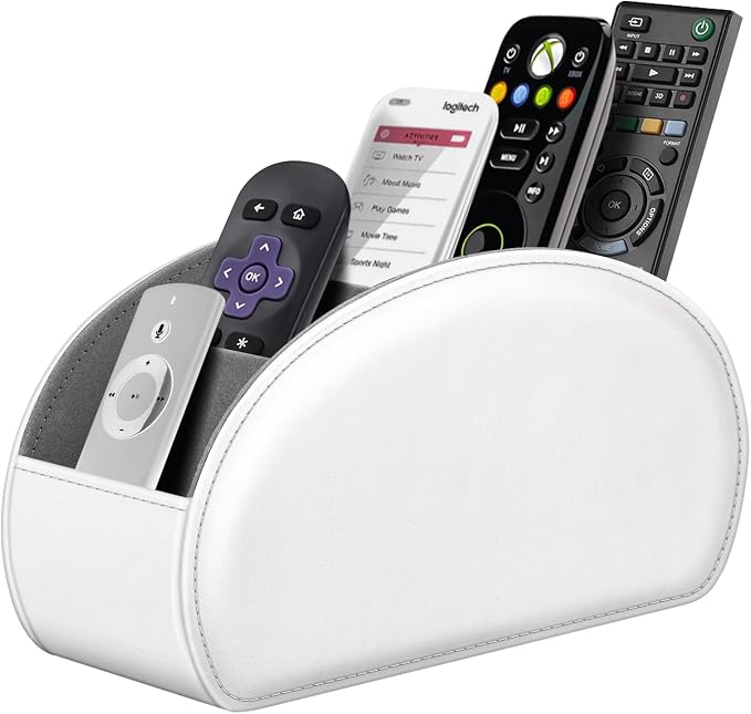 FINTIE Remote Control Holder, 5 Compartments Vegan Leather TV Remoter Caddy by Fintie