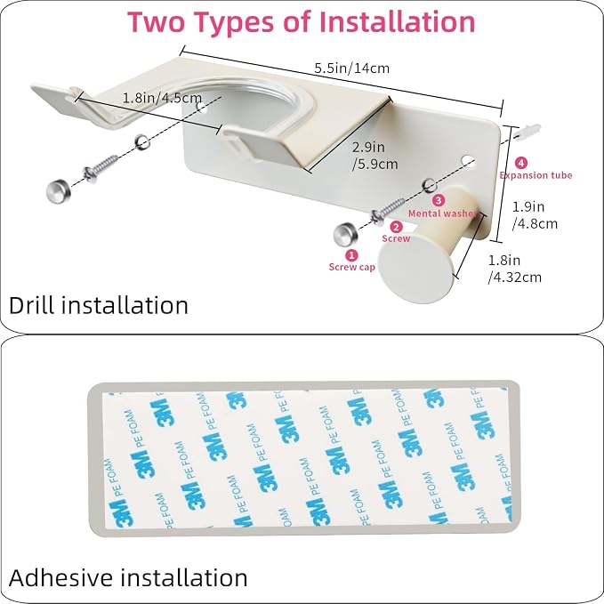 Hair Dryer Holder, HairDryer Holder Wall Mounted, Self Adhesive Blow Dryer - Image 6