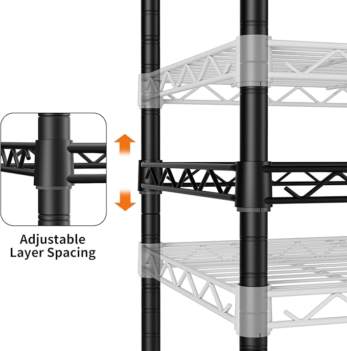 SINGAYE 4 Small Shelves Storage Shelf Wire Shelving Unit Metal Shelf Adjustable - Image 4