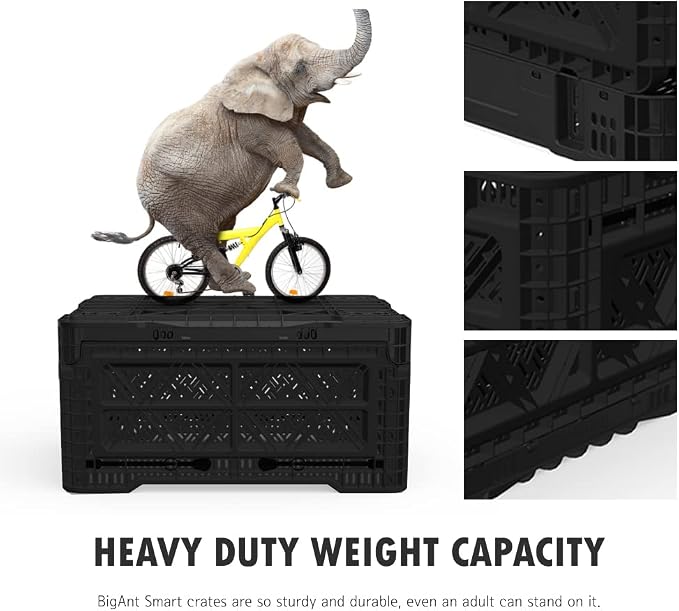 Bigant Heavy Duty Collapsible & Stackable Plastic Milk Crate - Image 4