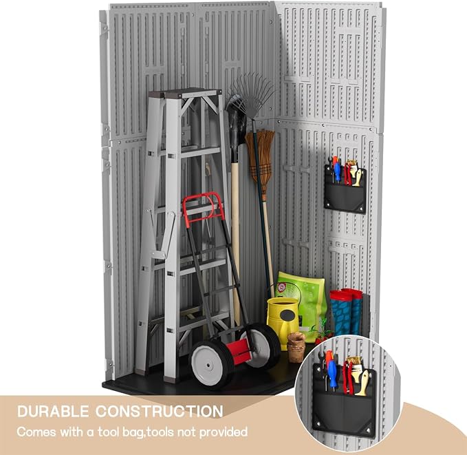 KINYING Outdoor Vertical Storage Shed, 57 Cu.ft Outdoor Storage Cabinet - Image 9