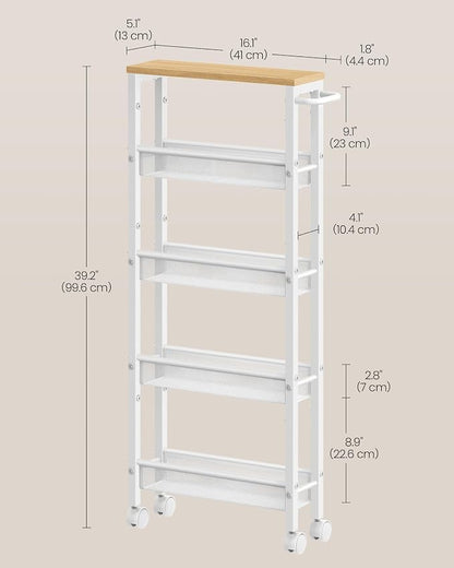 VASAGLE Slim Rolling Cart, 5-Tier Storage Cart, Narrow Cart - Image 7