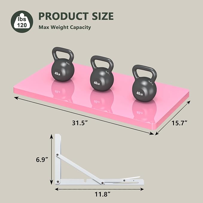 Clikuutory Wall Mounted High Gloss Folding Table, Wall Desk Fold Down - Image 2