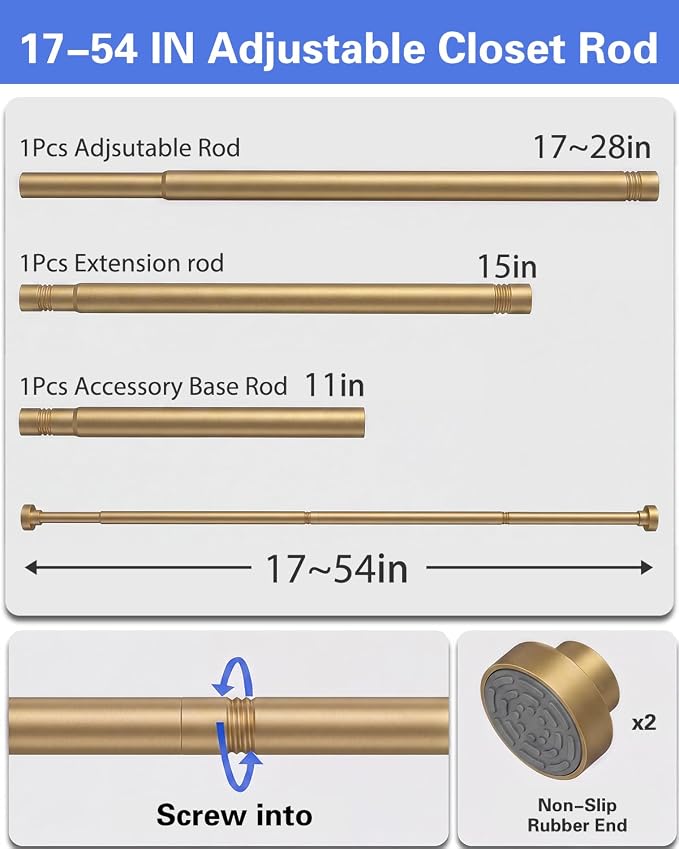Closet Rod, No Drill Tension Closet Rod - Image 2