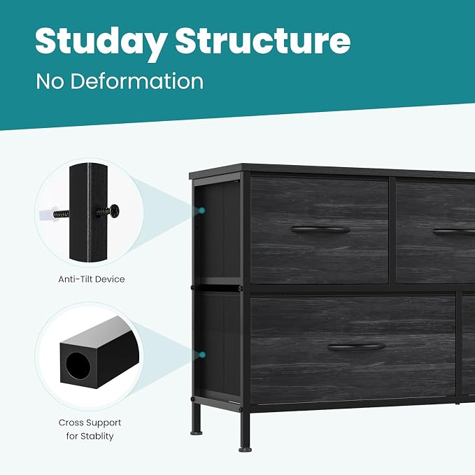 OLIXIS 5 Drawer Dresser for Bedroom, Storage Organizer Unit for Closet | Chest - Image 7