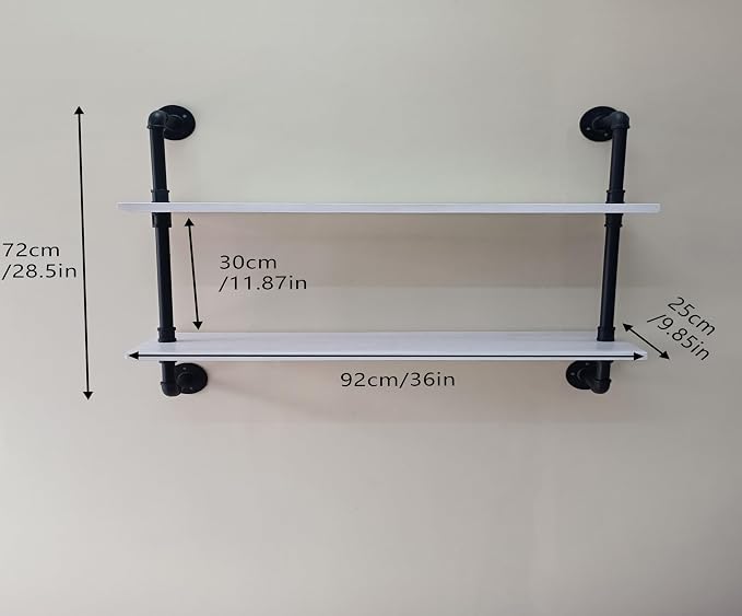 HDDFER Floating Bookshelf Bathroom Shelves Over Toilet Industrial Pipe Shelving - Image 2