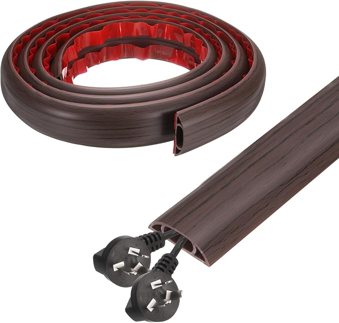 HARFINGTON 6ft Cord Cover Floor W0.6 x H0.33 Inner Channel PVC Hide Extension by HARFINGTON