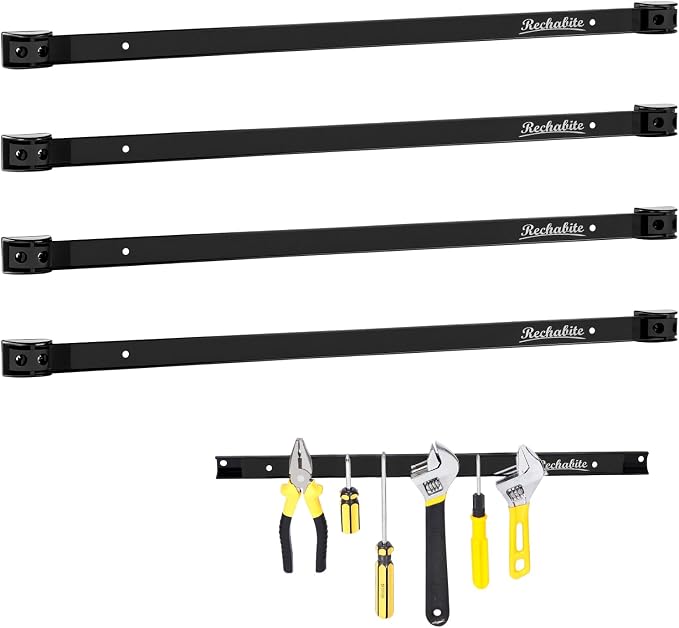 4 Pieces 24" Magnetic Tool Holder Strip, Metal Tool Organizer Rack by RechabiteMagneticTools