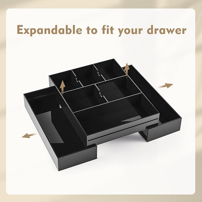 1 PC Acrylic Desk Drawer Organizer 2 Inch Height Expandable Drawer Organizer - Image 4