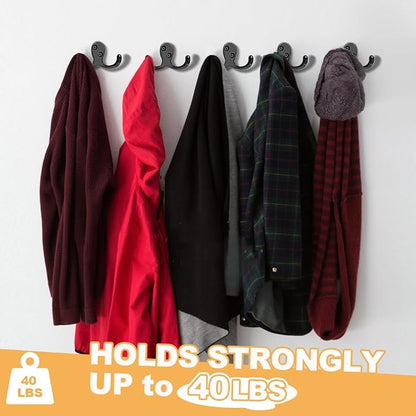 15 Pack Coat Hooks Wall Hooks for Hanging, Heavy Duty Double Prong Metal Hook - Image 3