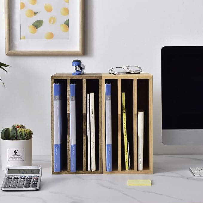 KIRIGEN Wooden Desktop Organizer Paper Storage Letter Tray File Sorter - Image 2