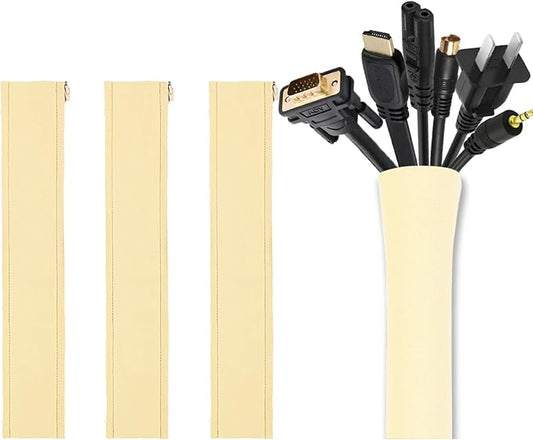 JOTO 4 Pack Cable Management Sleeve 19-20 Inches -Beige | Cord Organizer System by JOTO