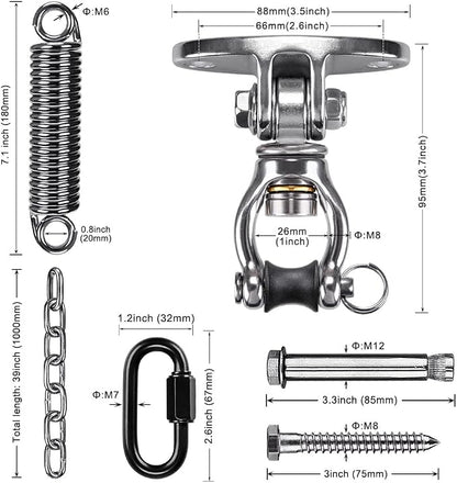 SELEWARE Hammock Chair Hanging Kit, Bearing Swing Hooks w/Spring & Chain | - Image 5