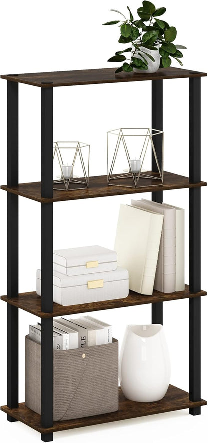 Furinno TURN-S-TUBE Storage Shelves, 4-Tier Book Shelf, Corner Shelf, Toolless by Furinno-FitsYourSpaceFitsYourBudget